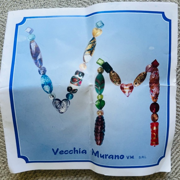 Authentic Vecchia Murano teal, blue and gold necklace/earring set - Picture 2 of 4